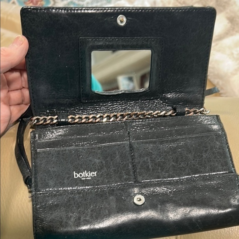 Botkier New York Black Leather Chain Wallet/Crossbody Bag